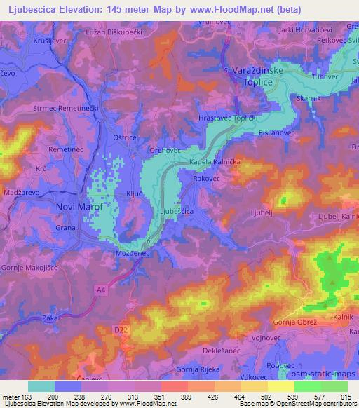 Ljubescica,Croatia Elevation Map