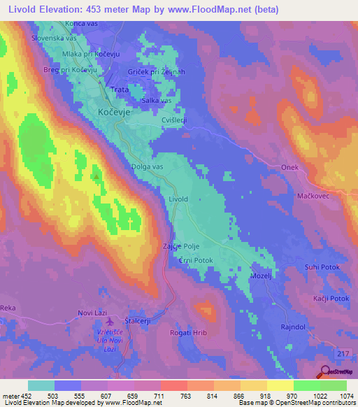 Livold,Slovenia Elevation Map