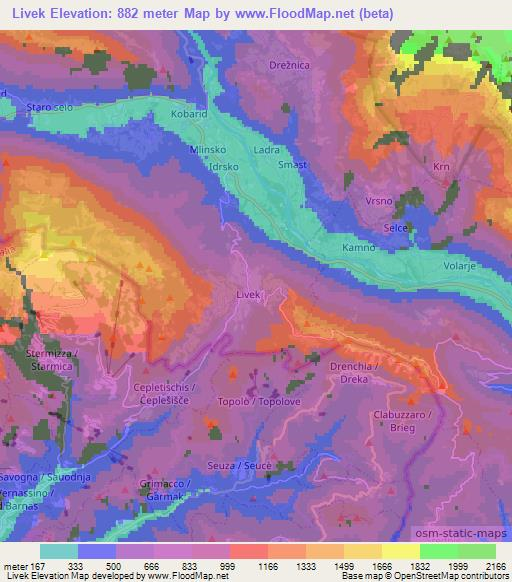 Livek,Slovenia Elevation Map