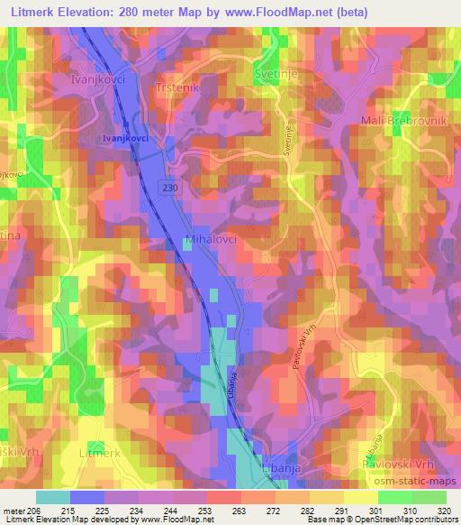 Litmerk,Slovenia Elevation Map