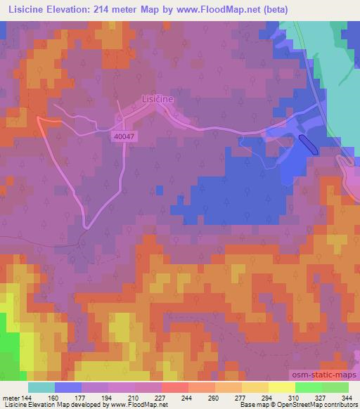 Lisicine,Croatia Elevation Map