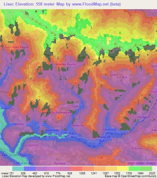 Lisec,Slovenia Elevation Map