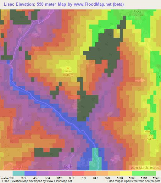 Lisec,Slovenia Elevation Map