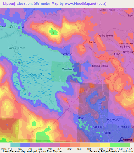 Lipsenj,Slovenia Elevation Map