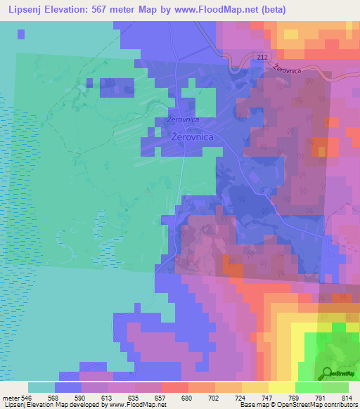 Lipsenj,Slovenia Elevation Map