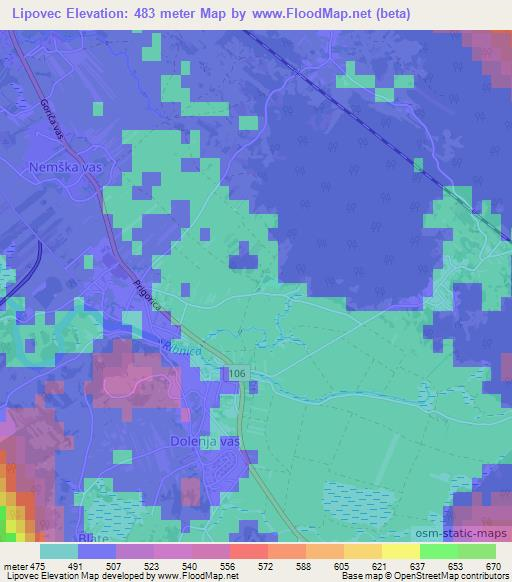 Lipovec,Slovenia Elevation Map