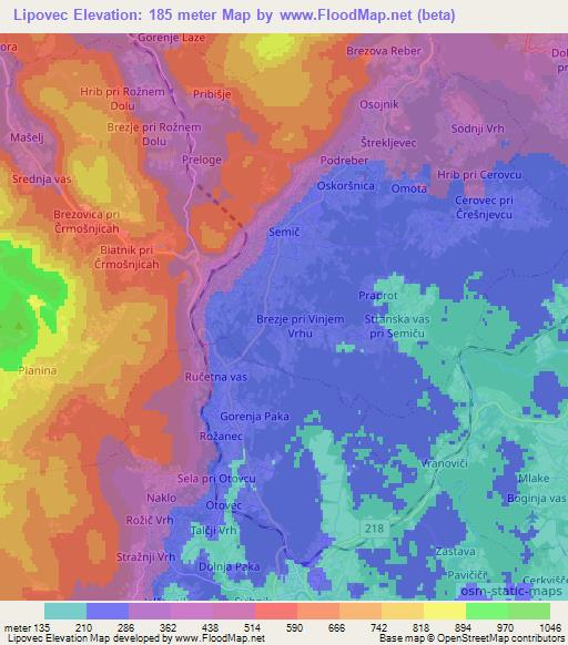 Lipovec,Slovenia Elevation Map