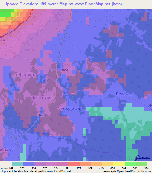 Lipovec,Slovenia Elevation Map