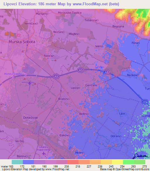 Lipovci,Slovenia Elevation Map