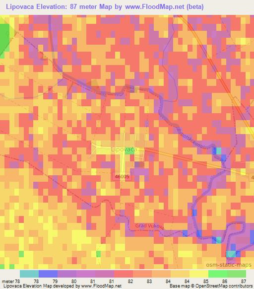 Lipovaca,Croatia Elevation Map