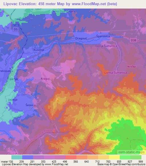 Lipovac,Croatia Elevation Map