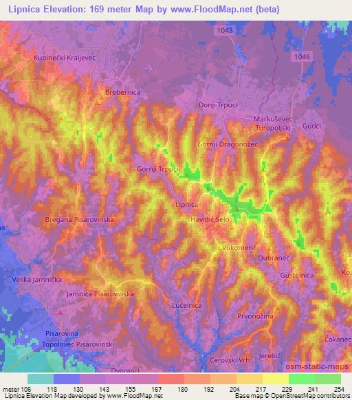 Lipnica,Croatia Elevation Map