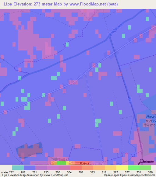 Lipe,Slovenia Elevation Map