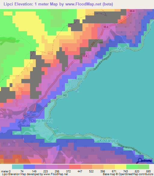 Lipci,Montenegro Elevation Map