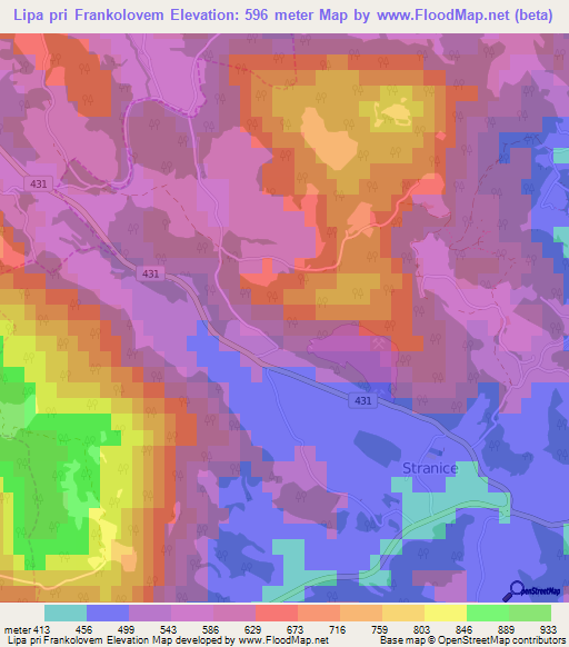 Lipa pri Frankolovem,Slovenia Elevation Map