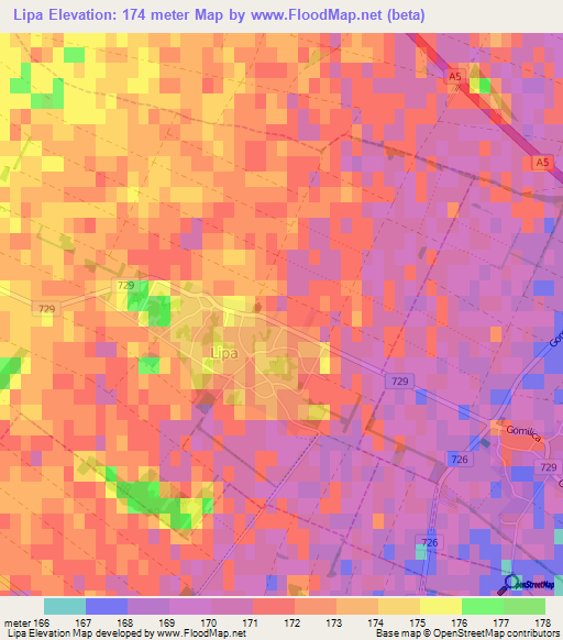 Lipa,Slovenia Elevation Map