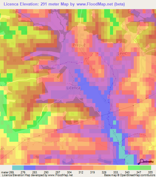 Licenca,Slovenia Elevation Map