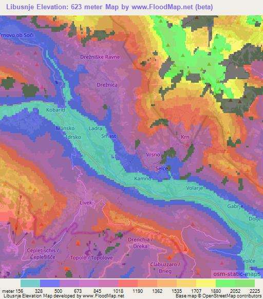 Libusnje,Slovenia Elevation Map