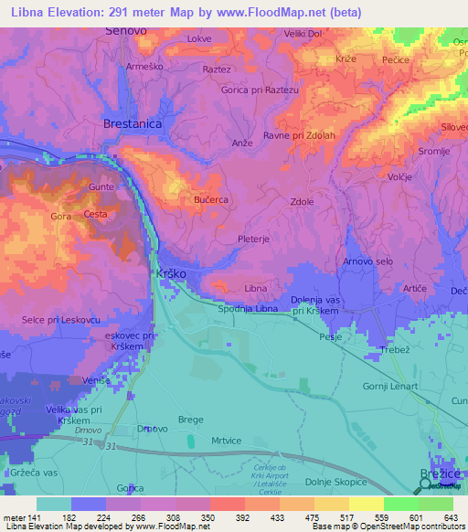 Libna,Slovenia Elevation Map