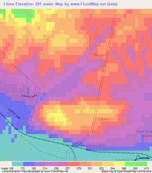 Libna,Slovenia Elevation Map