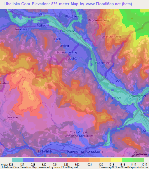 Libeliska Gora,Slovenia Elevation Map