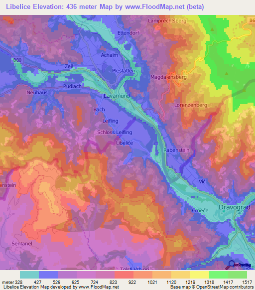 Libelice,Slovenia Elevation Map