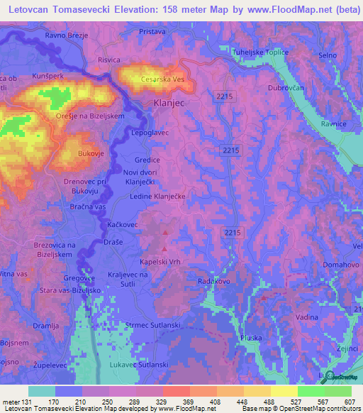 Letovcan Tomasevecki,Croatia Elevation Map