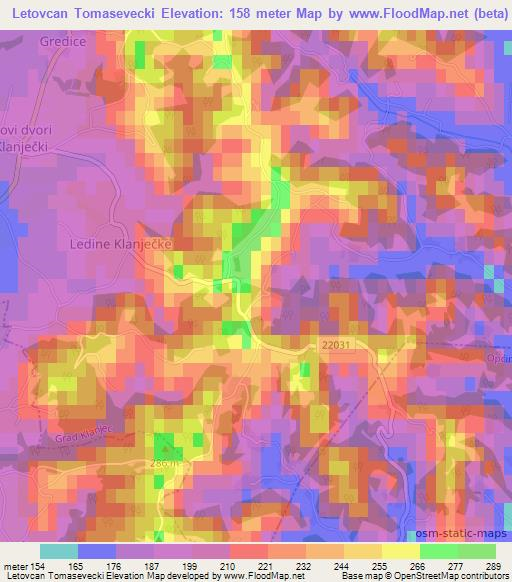 Letovcan Tomasevecki,Croatia Elevation Map