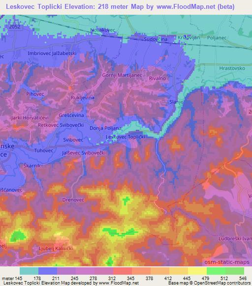 Leskovec Toplicki,Croatia Elevation Map