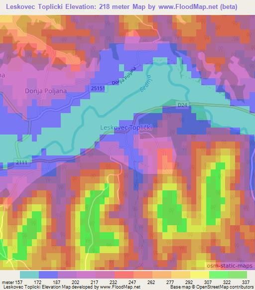 Leskovec Toplicki,Croatia Elevation Map