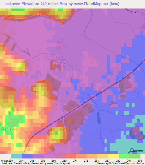 Leskovec,Slovenia Elevation Map