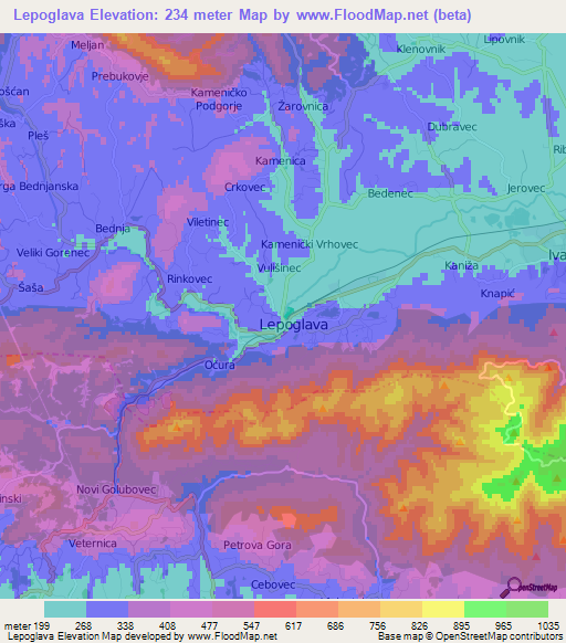 Lepoglava,Croatia Elevation Map