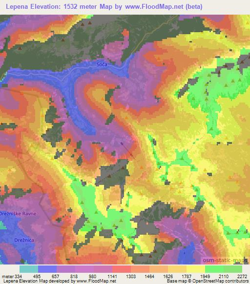 Lepena,Slovenia Elevation Map