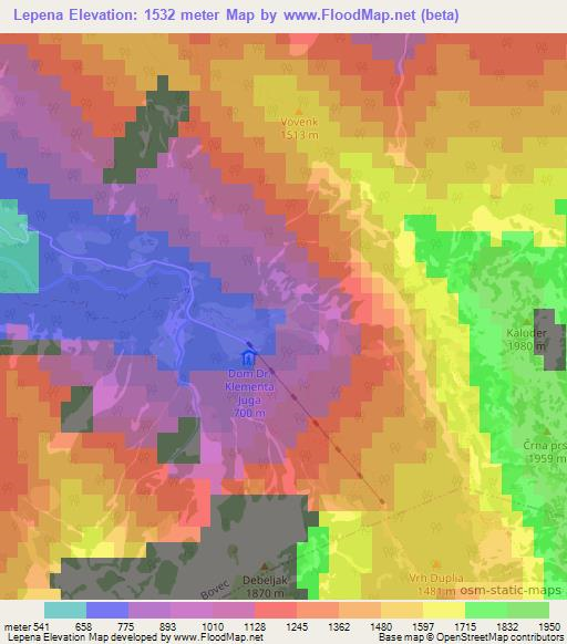 Lepena,Slovenia Elevation Map