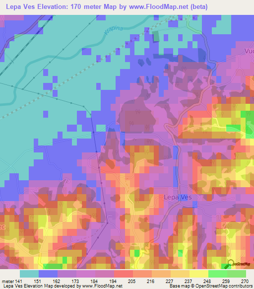 Lepa Ves,Croatia Elevation Map