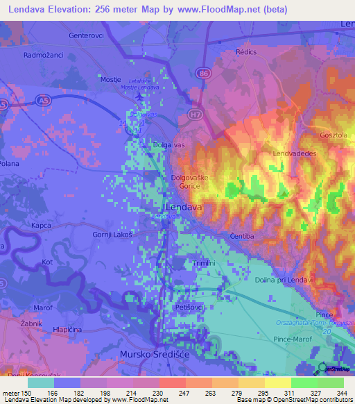 Lendava,Slovenia Elevation Map