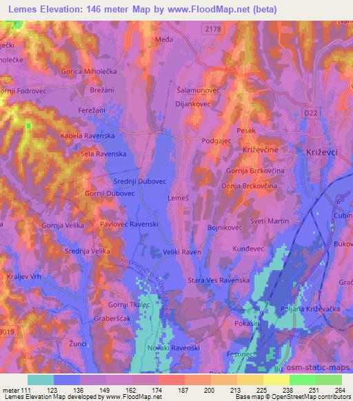 Lemes,Croatia Elevation Map