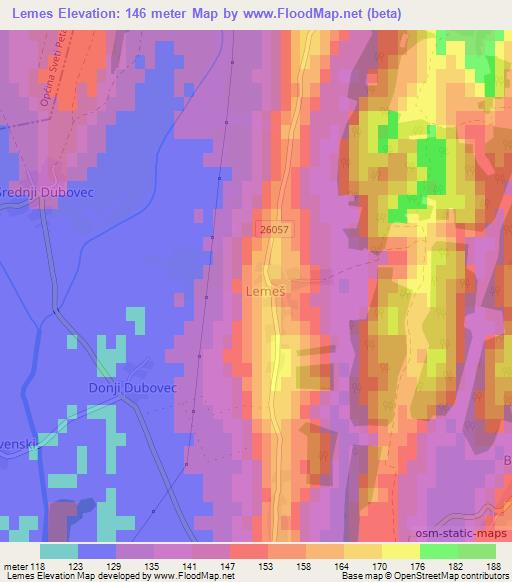 Lemes,Croatia Elevation Map