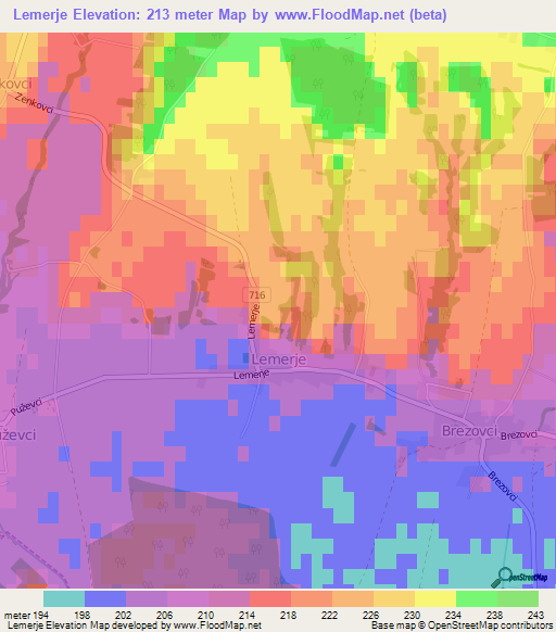 Lemerje,Slovenia Elevation Map