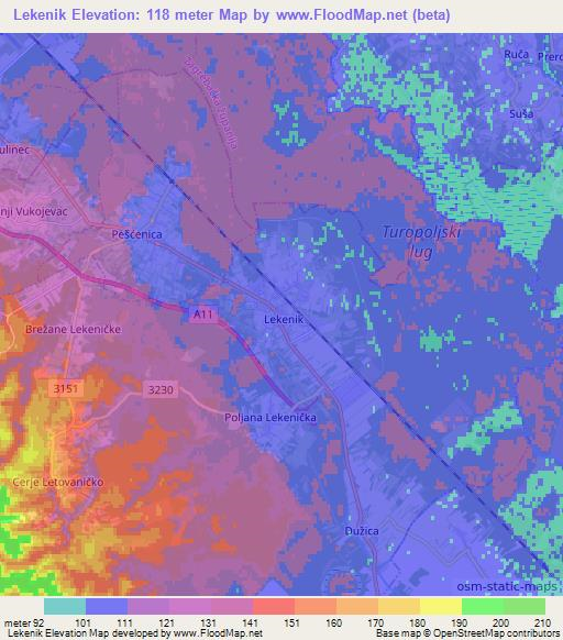 Lekenik,Croatia Elevation Map