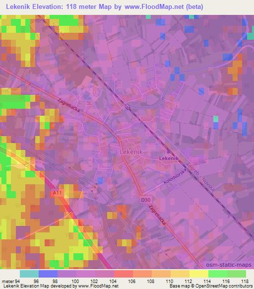 Lekenik,Croatia Elevation Map