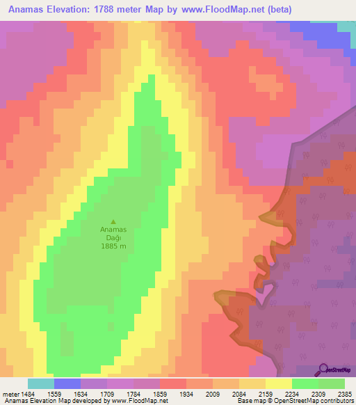 Anamas,Turkey Elevation Map