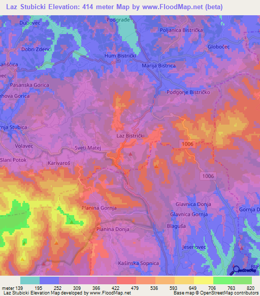 Laz Stubicki,Croatia Elevation Map