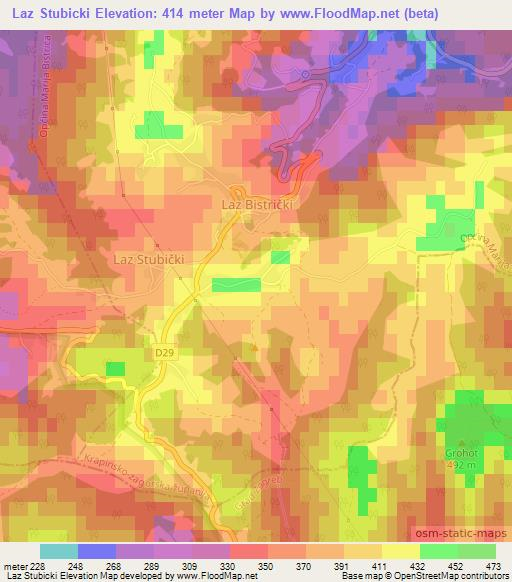 Laz Stubicki,Croatia Elevation Map