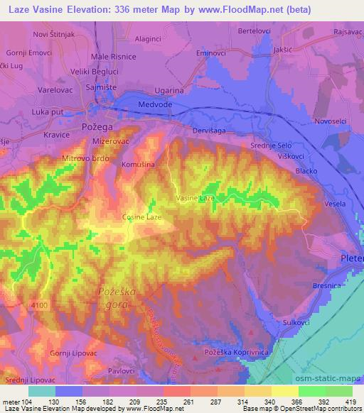 Laze Vasine,Croatia Elevation Map