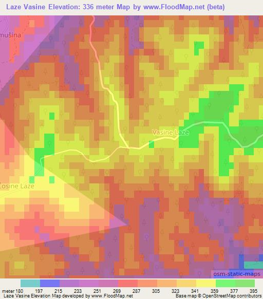 Laze Vasine,Croatia Elevation Map