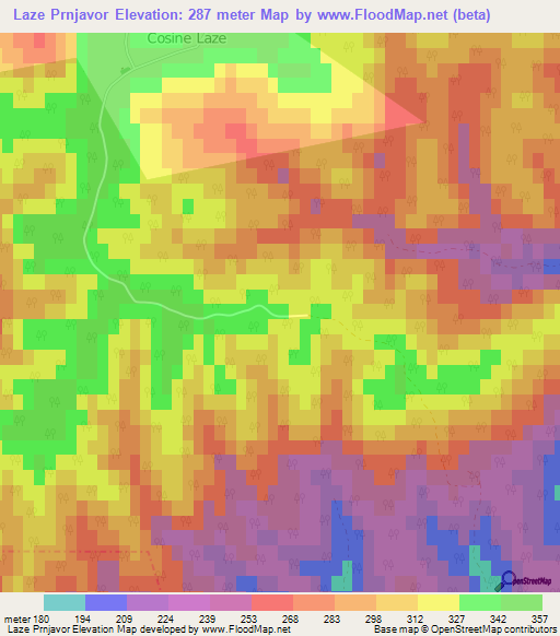 Laze Prnjavor,Croatia Elevation Map