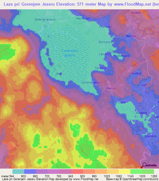 Laze pri Gorenjem Jezeru,Slovenia Elevation Map