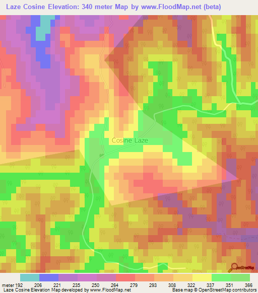 Laze Cosine,Croatia Elevation Map