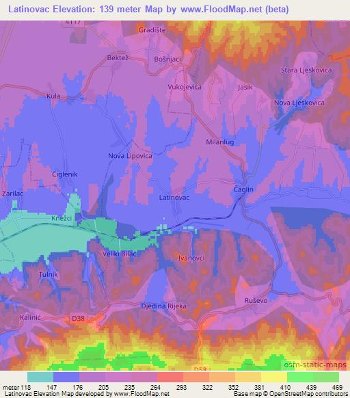 Latinovac,Croatia Elevation Map